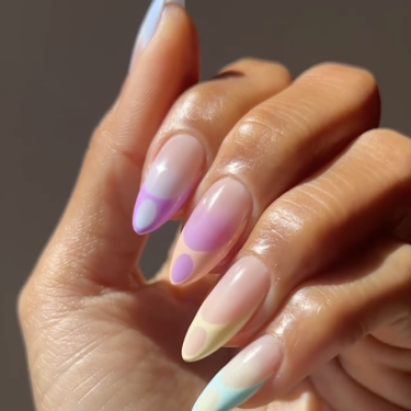 long nails with pastel french design