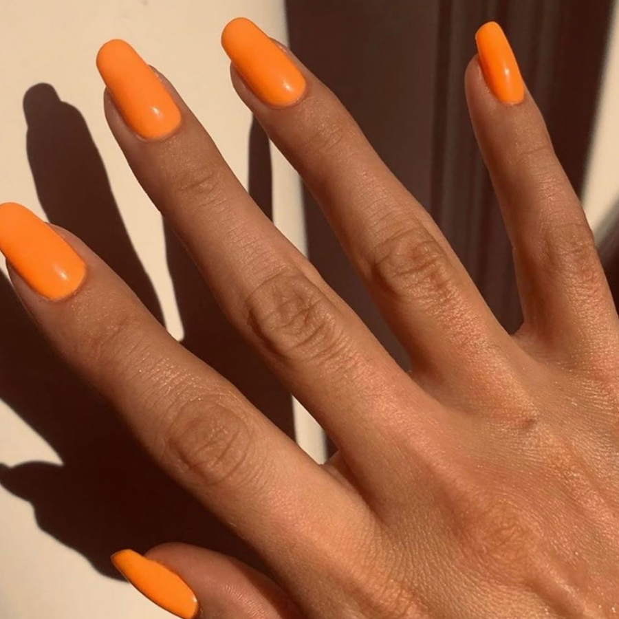 selena orange sunset nails