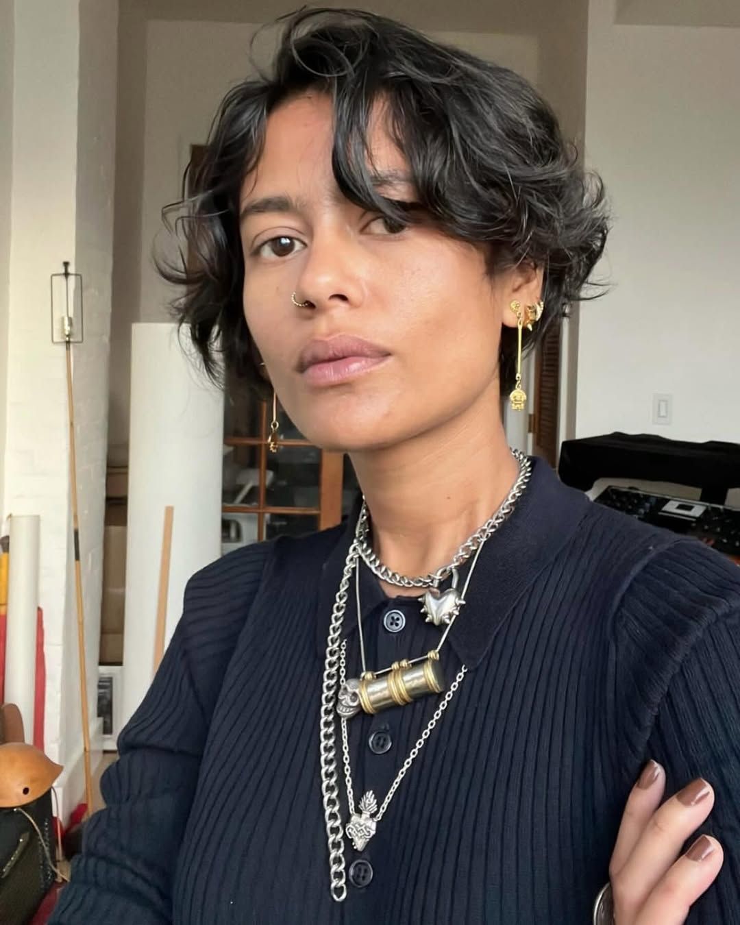 Woman with short haircut with textured layers