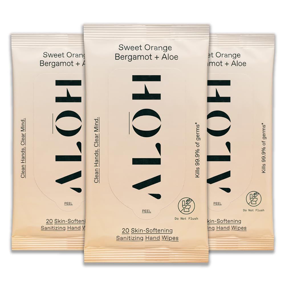 ALŌH Sweet Softening Sanitizing Hand Wipes ($15 for three packs)