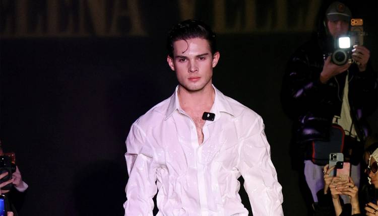 A model walks the runway for the Elena Velez fashion show during New York Fashion Week