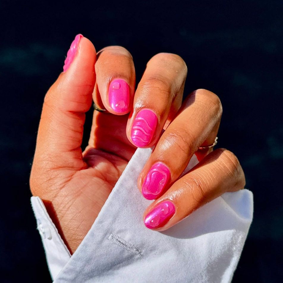 Hot Pink 3D Nail Art