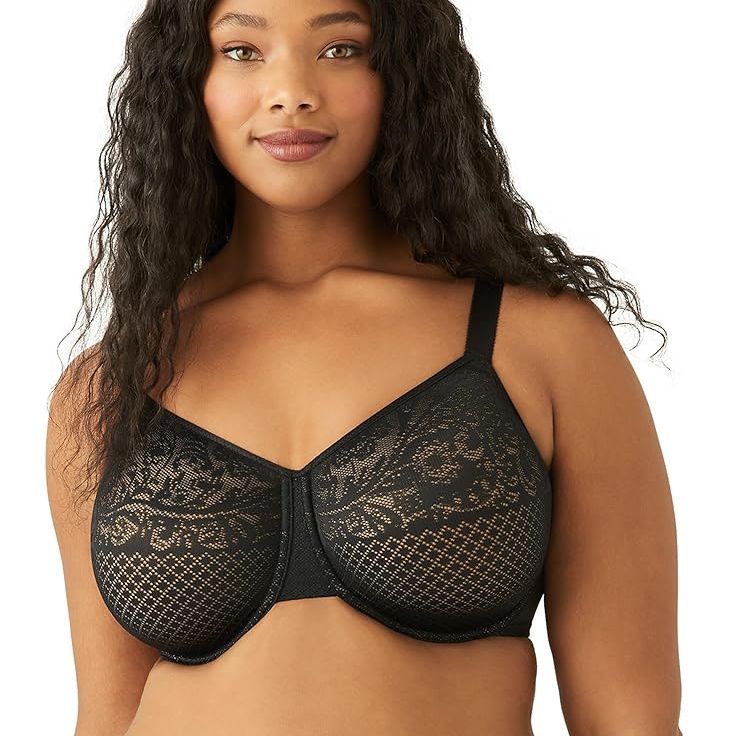 woman wearing black lace bra