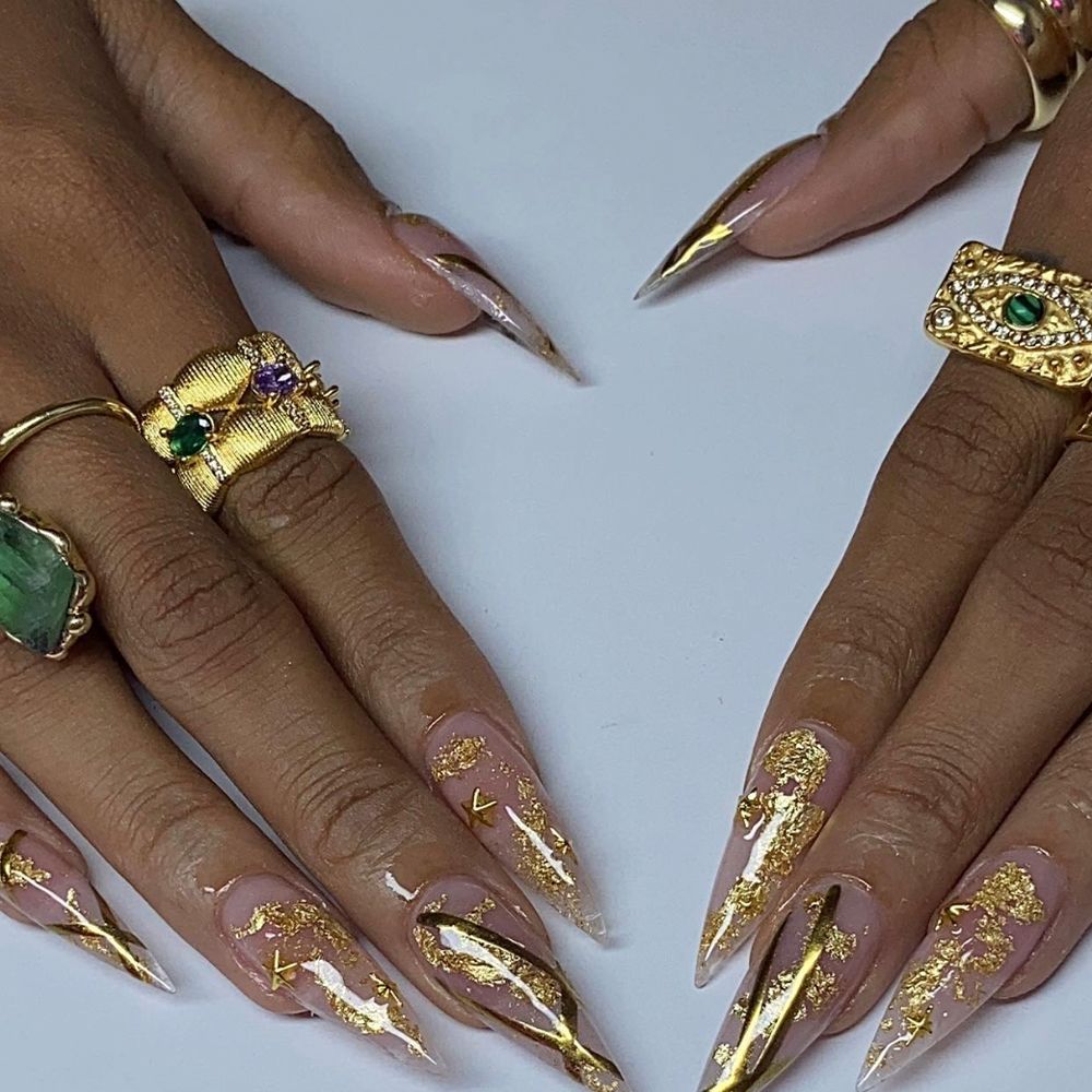 gold stiletto nails