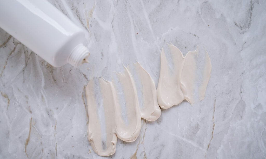 skin care smear on counter