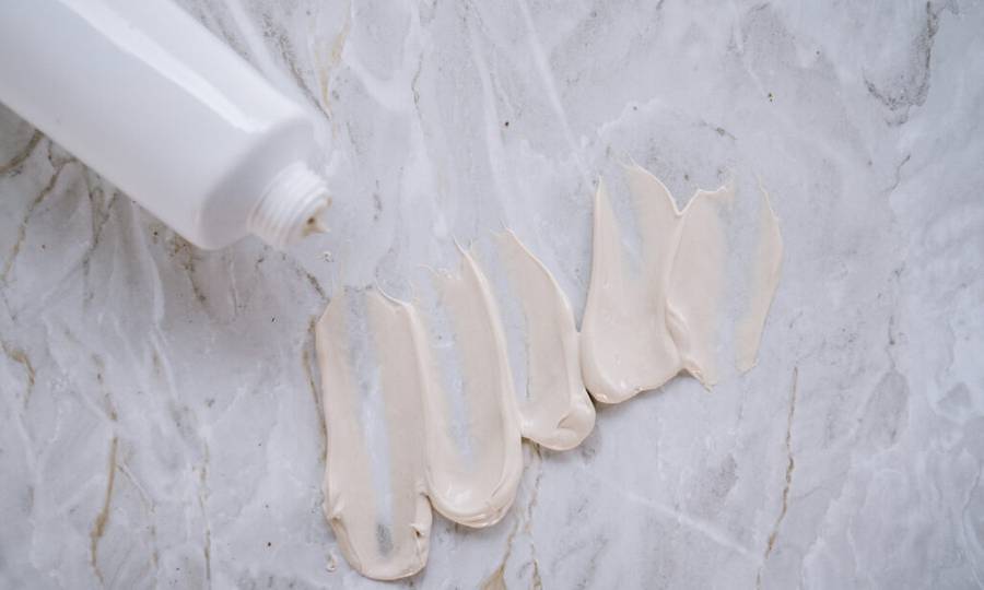 skin care smear on counter