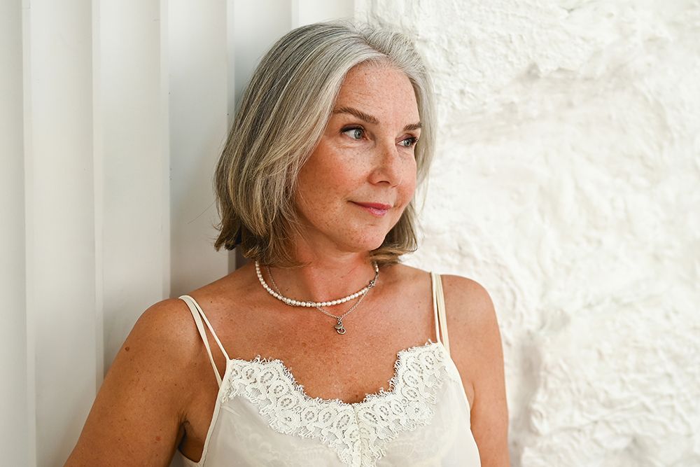 mature woman in lace tank top