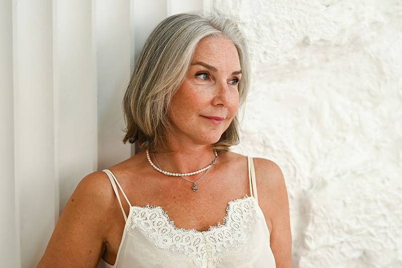 mature woman in lace tank top