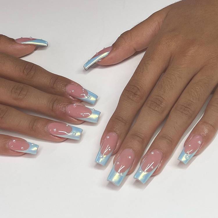 Icy Chrome French Manicure