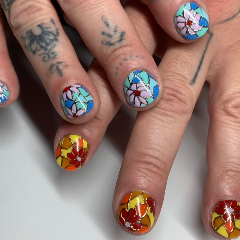 Stained Glass Short Nails