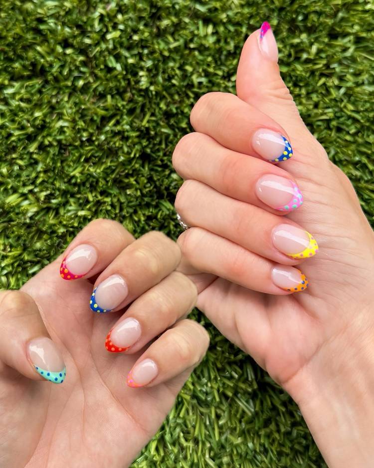 colorful french manicure
