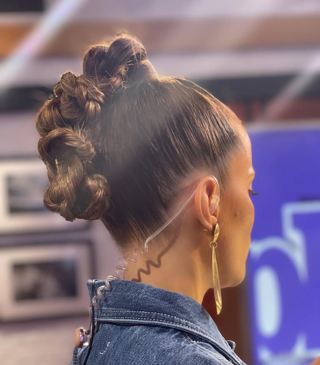 An updo hairstyle using bubble braids