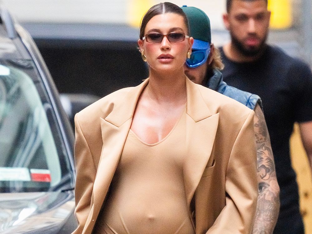 Hailey Bieber is seen in Tribeca on June 23, 2024 in New York City.