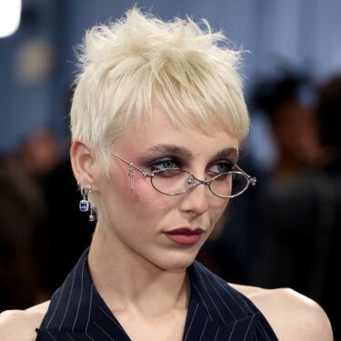 Emma Chamberlain attends the 2025 Met Gala Celebrating "Superfine: Tailoring Black Style" at Metropolitan Museum of Art on May 05, 2025 in New York City.