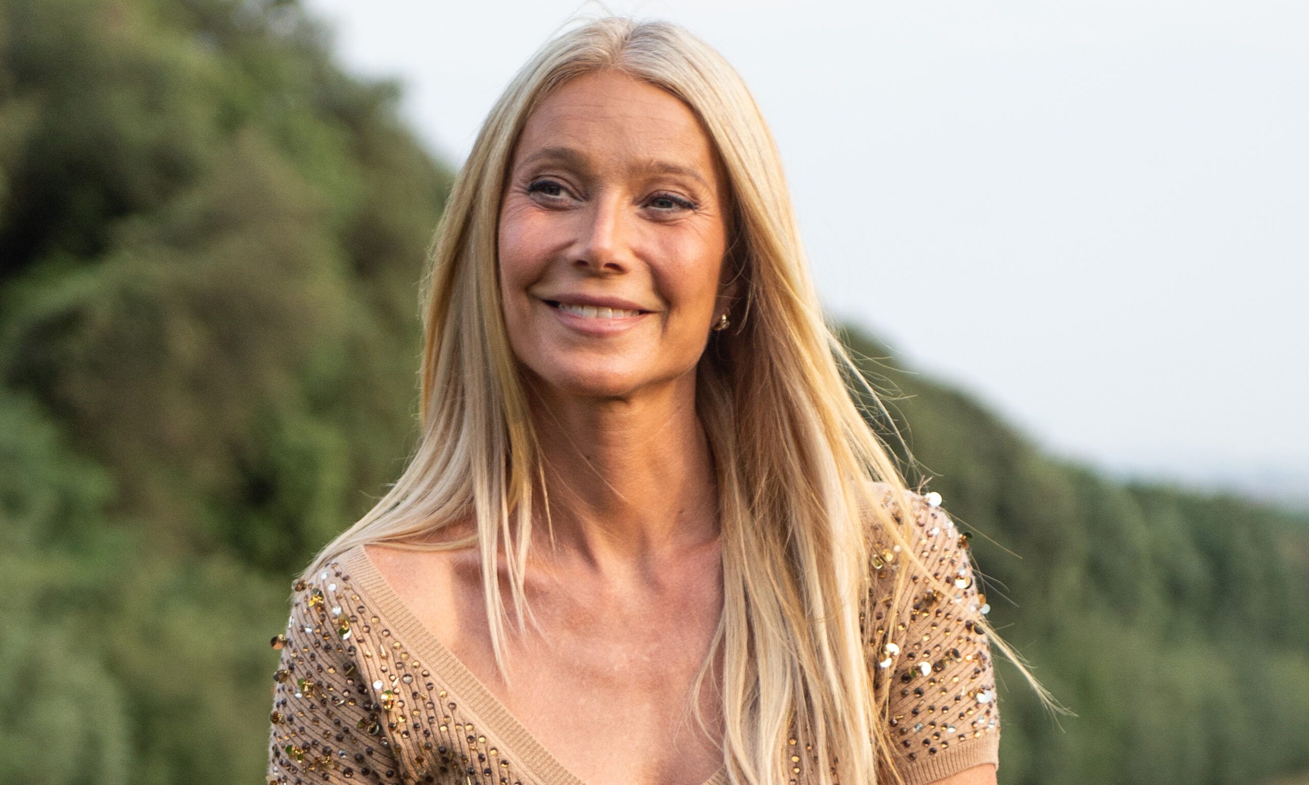 Gwyneth Paltrow attends the Max Mara Cruise fashion show at Reggia Di Caserta on June 17, 2025 in Caserta, Italy.