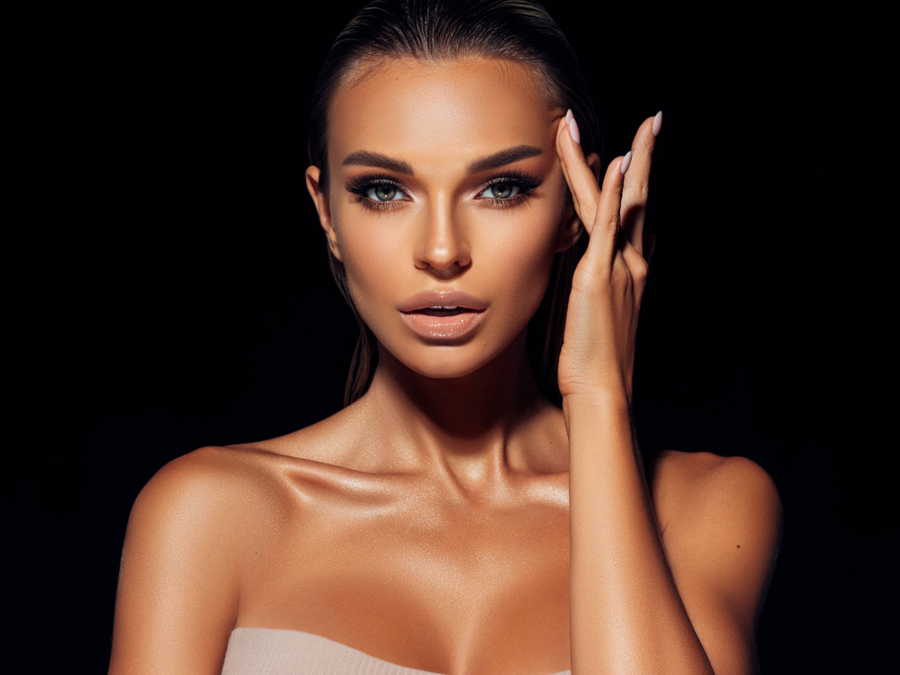 woman with hand on her face