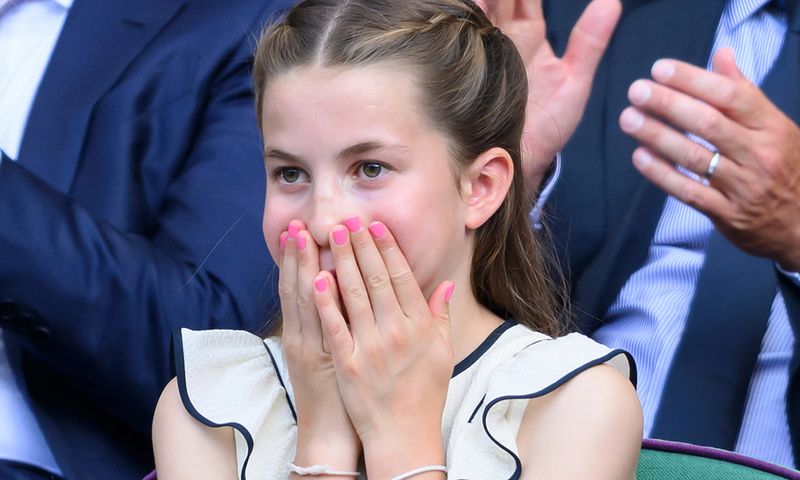 Princess Charlotte of Wales attends day fourteen of the Wimbledon Tennis Championships at the All England Lawn Tennis and Croquet Club on July 13, 2025 in London, England.