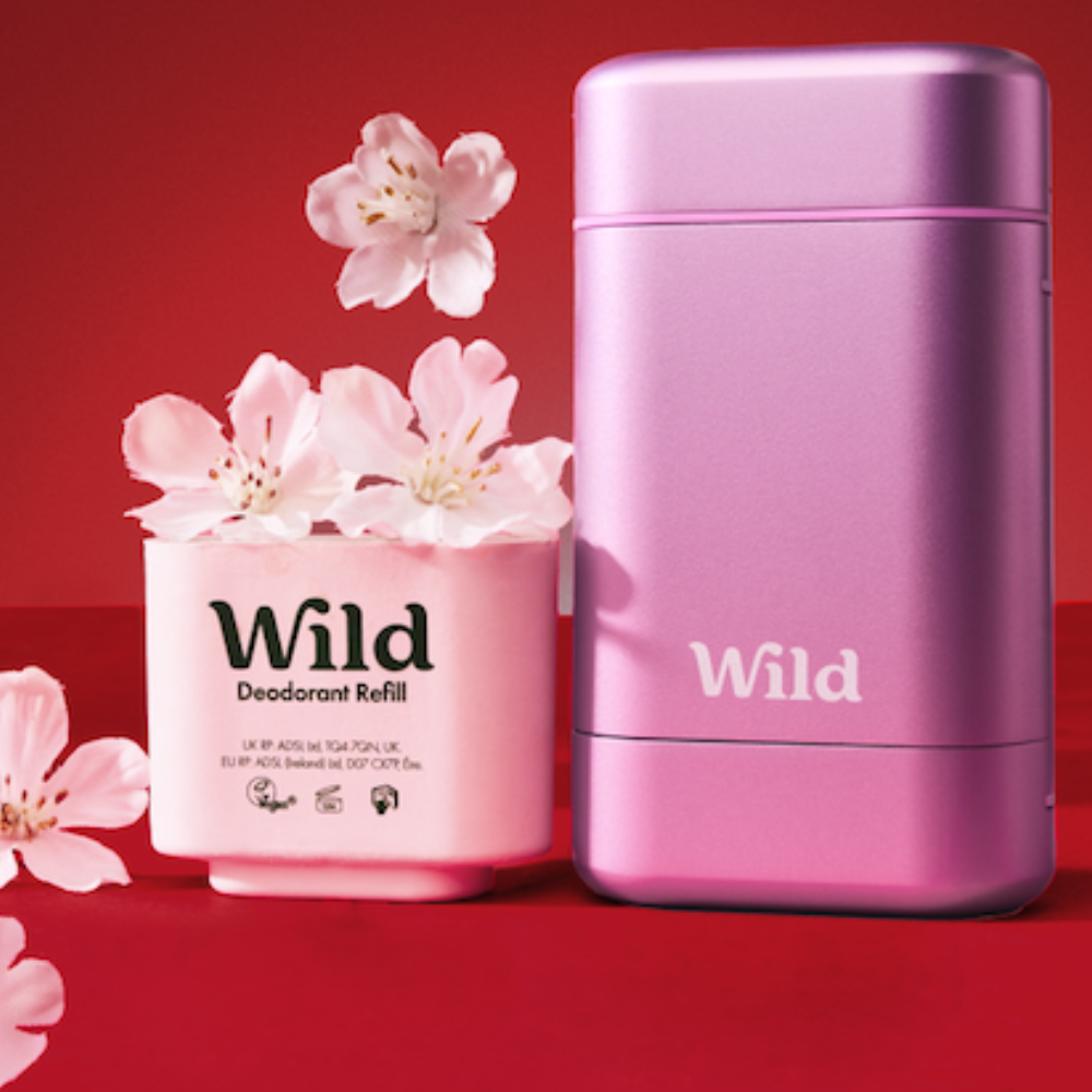 Wild Cosmetics Refillable Purple Case with Cherry Blossom