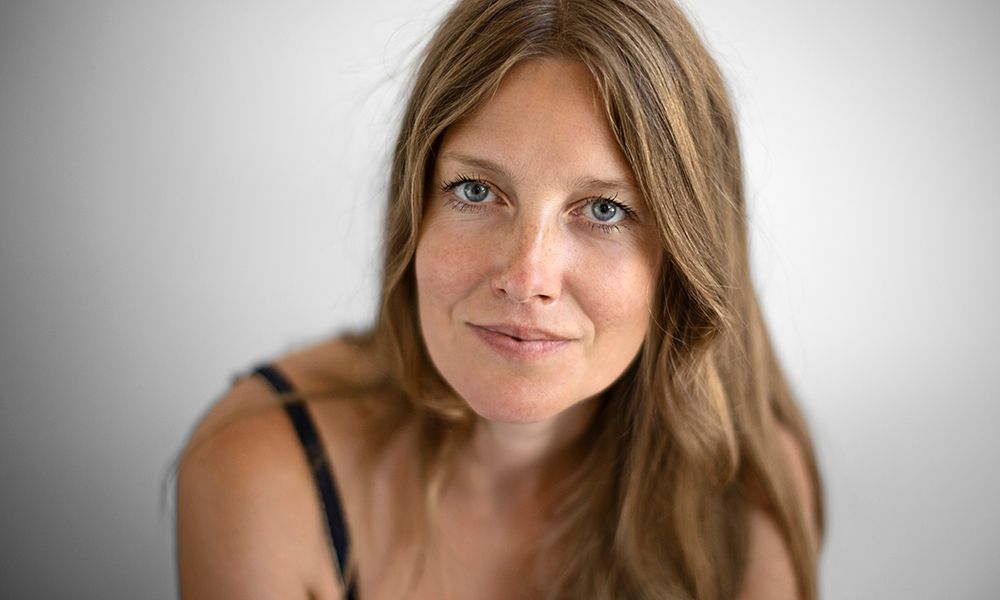 Portrait of woman with long blond hair