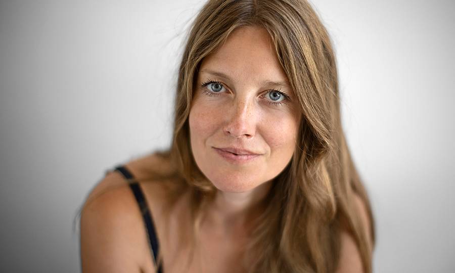 Portrait of woman with long blond hair