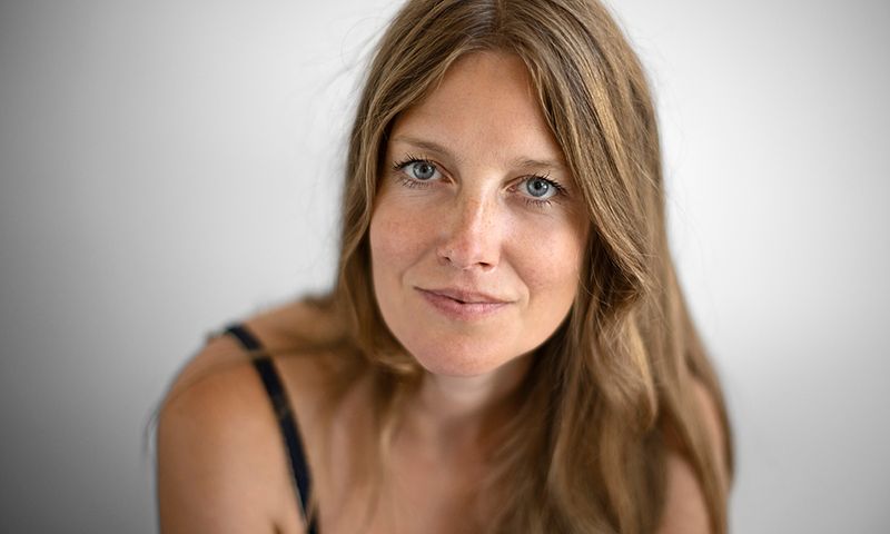 Portrait of woman with long blond hair