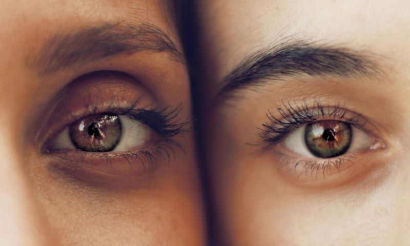 close up of two women's eyes