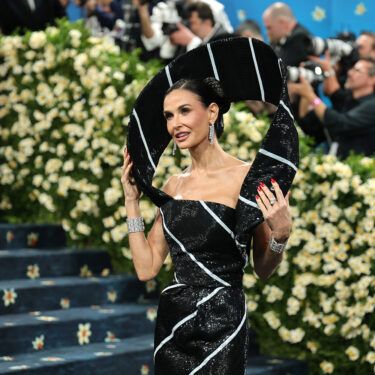 Demi Moore attends the 2025 Met Gala Celebrating "Superfine: Tailoring Black Style" at Metropolitan Museum of Art on May 05, 2025 in New York City.