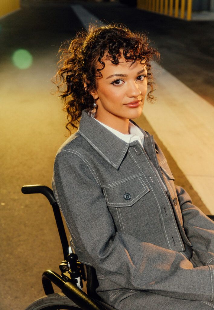 UNIVERSAL CITY, CA, NOVEMBER 8, 2024 – Marissa Bode, the wheelchair-bound actor who plays Nessarose in "Wicked," poses for a photograph in Universal City, CA on Friday, Nov. 8, 2024. 