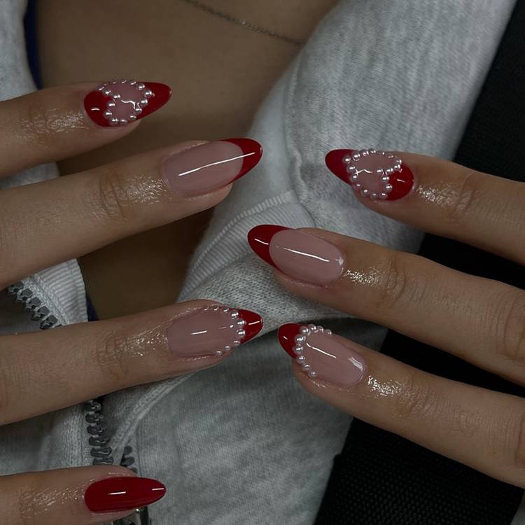 Red with pearls