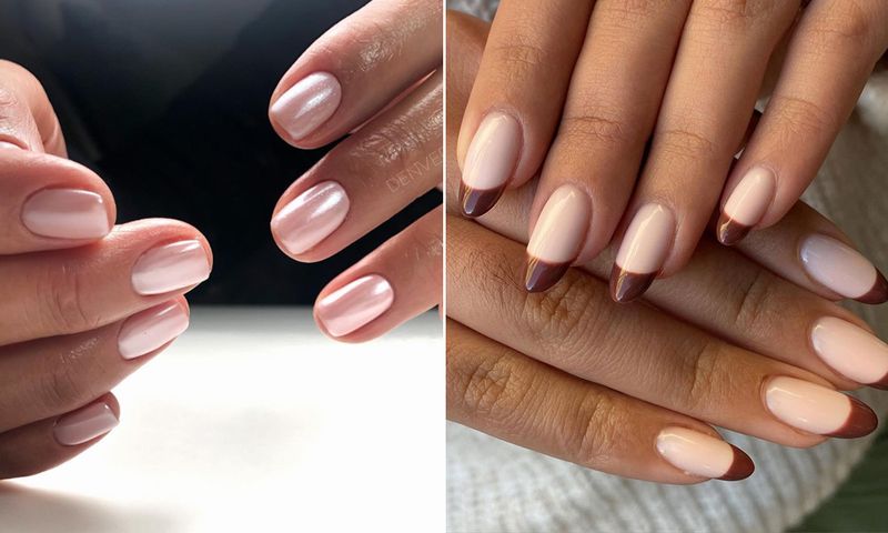 side by side images of manicured hands