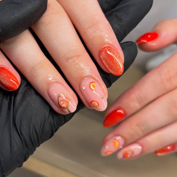 Aperol spritz nails