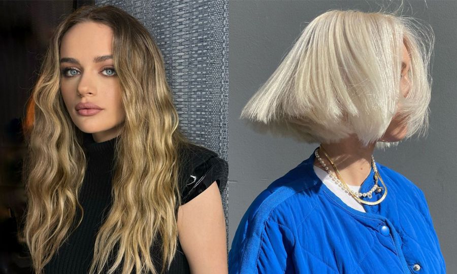 side by side image of Joey King and woman with short blonde bon