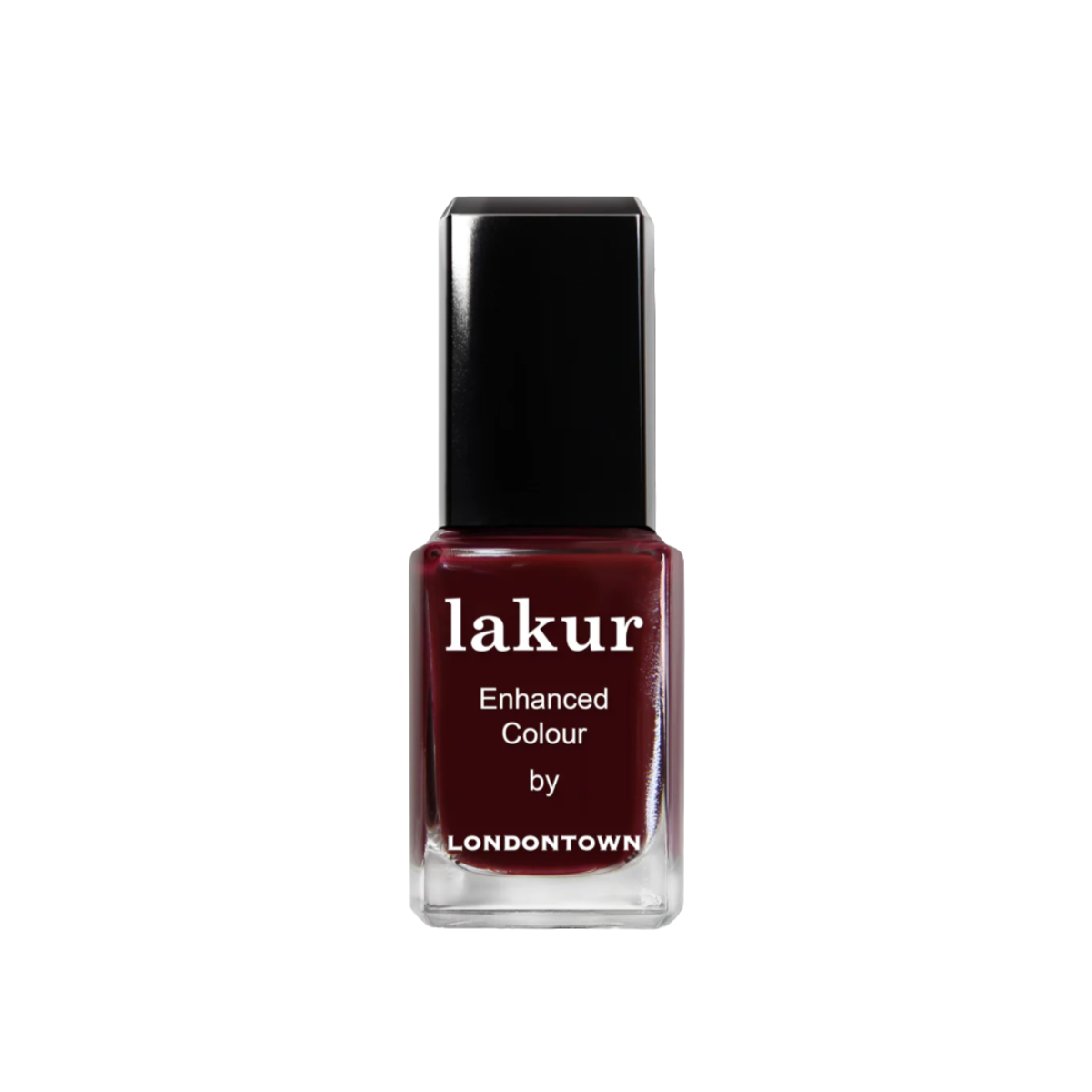 A bottle of londontown lakur elderberry nail polish