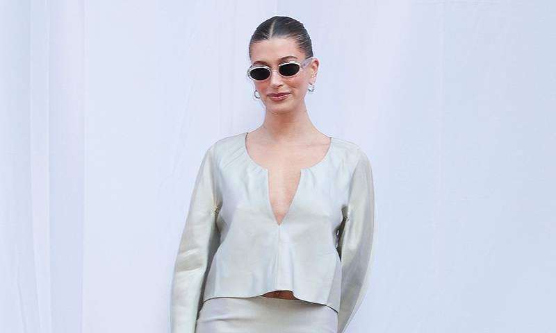 NEW YORK, NEW YORK - SEPTEMBER 04: Hailey Bieber attends the Rhode x Sephora launch in Times Square on September 04, 2025 in New York City.