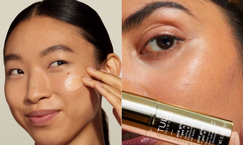 woman applying skin care products