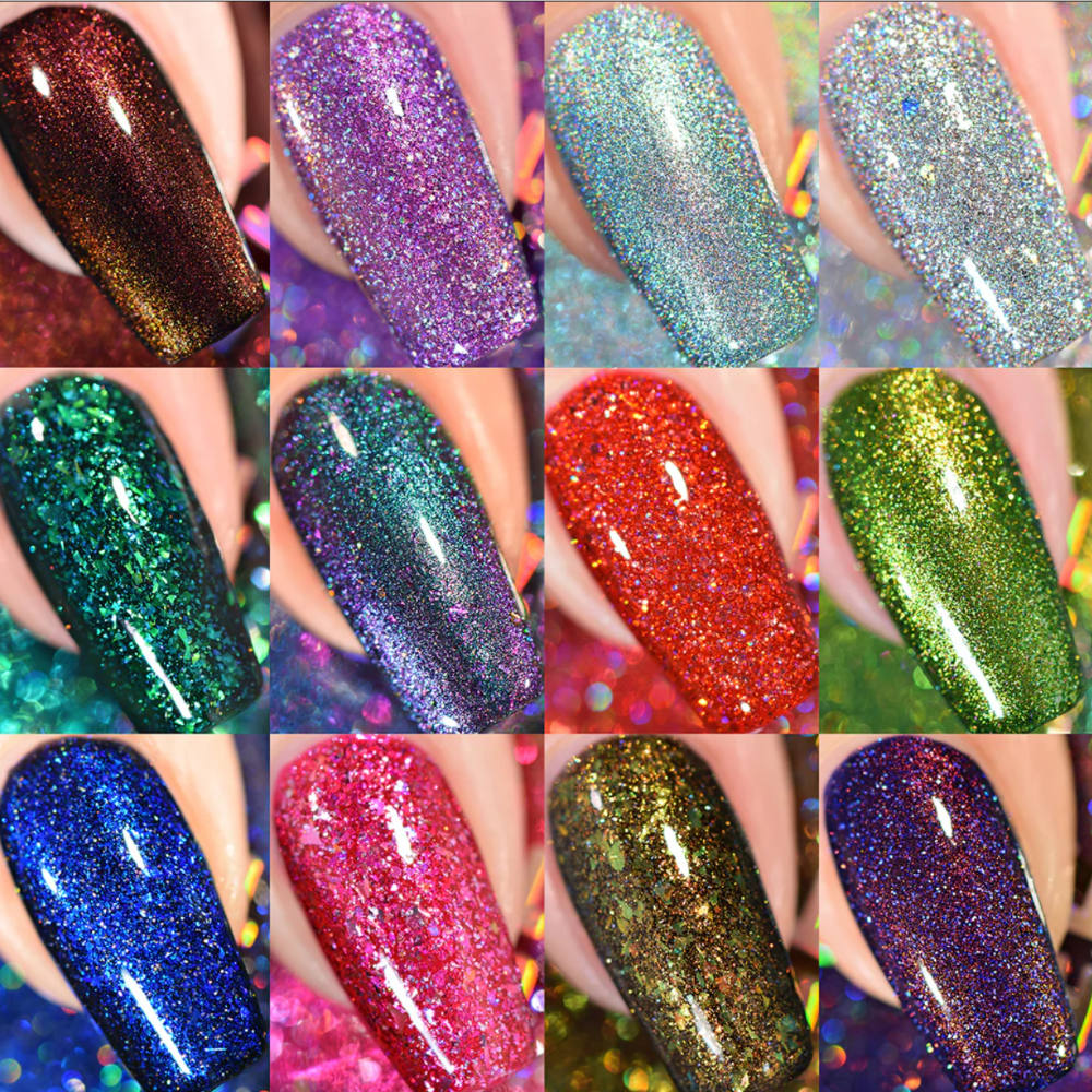 Holo taco birthstone collection swatches on nails