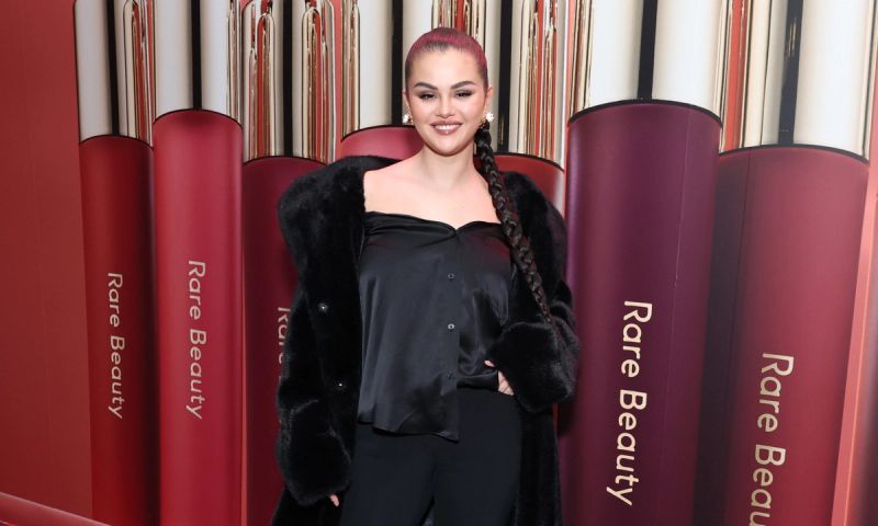 Selena Gomez celebrates the launch of Rare Beauty's Soft Pinch Tinted Lip Oil Collection on March 29, 2023 in New York City.