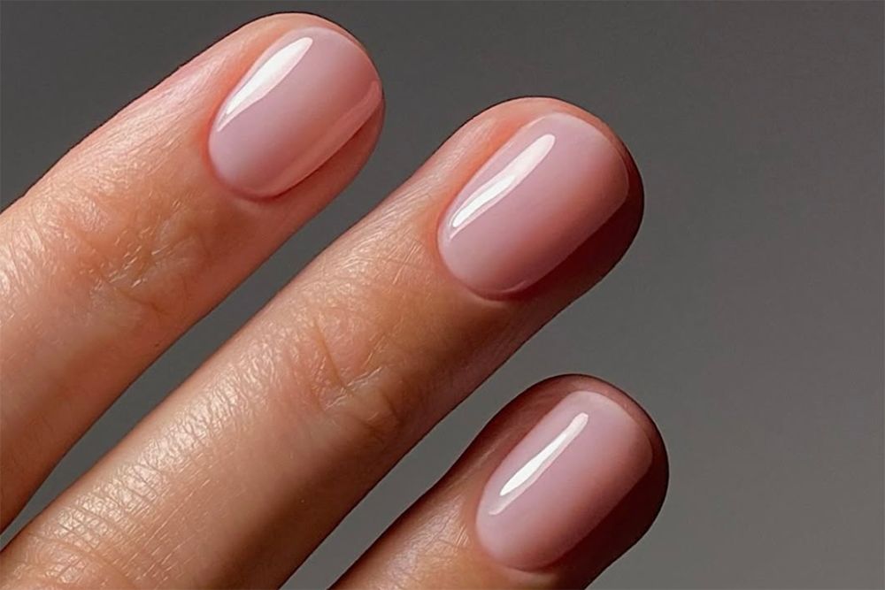 milky pink nails