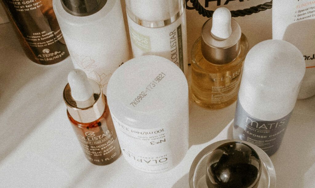 various beauty products on countertop