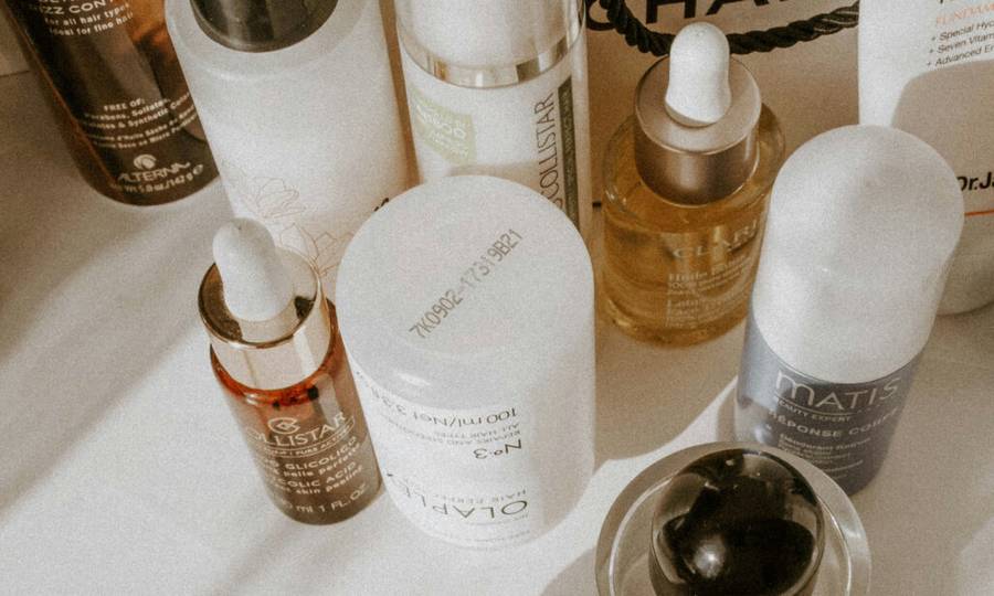 various beauty products on countertop