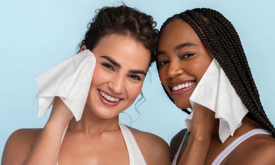 women using clean skin club towels