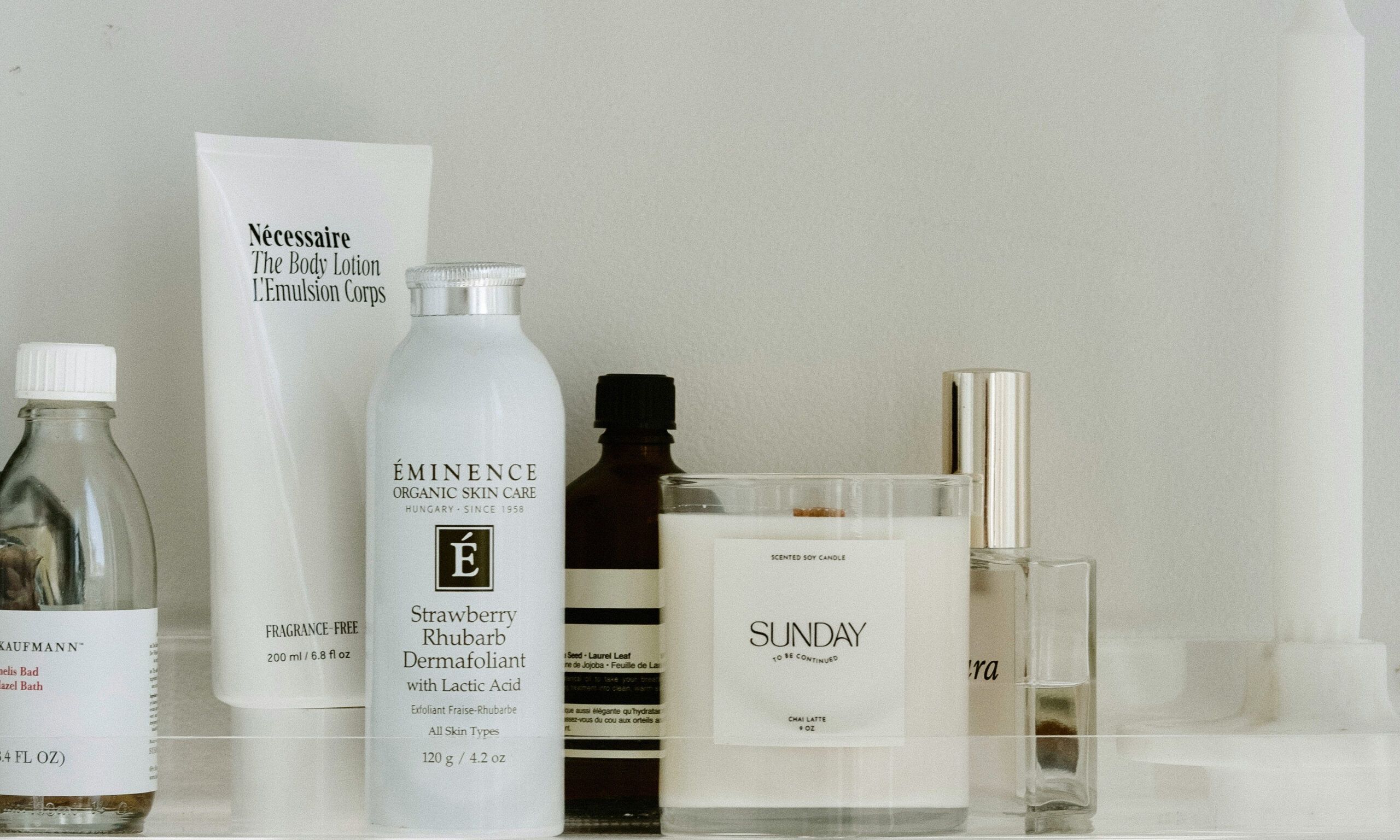 skin care and self-care products on shelf