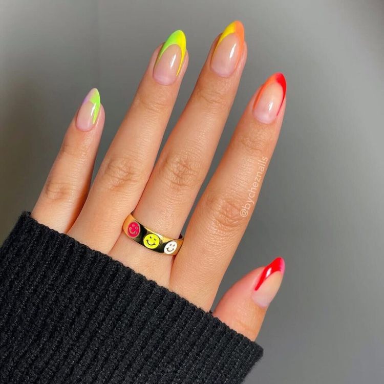Skittle-colored French tips