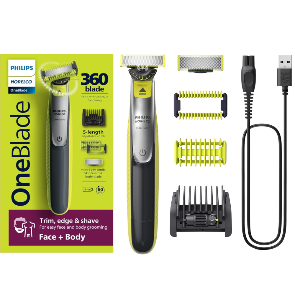 Philips Norelco OneBlade 360 Face + Body, Hybrid Electric Razor and Beard Trimmer for Men ($50)