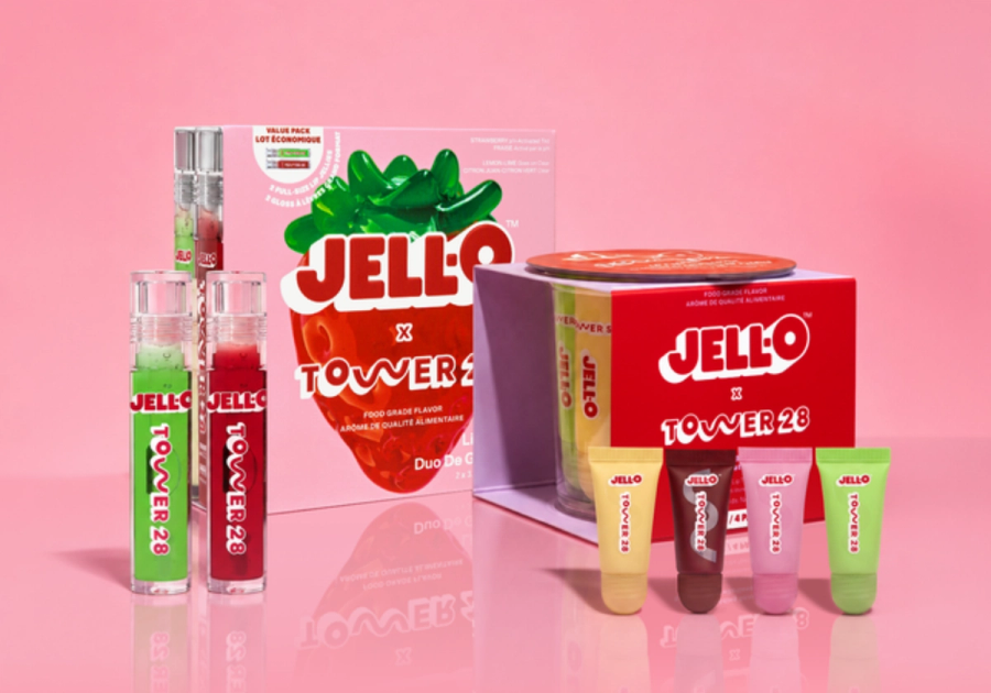 The full JELL-O x Tower 28 lineup, from the Lip Jelly Duo to the Lil’ Pudding Snack Set.