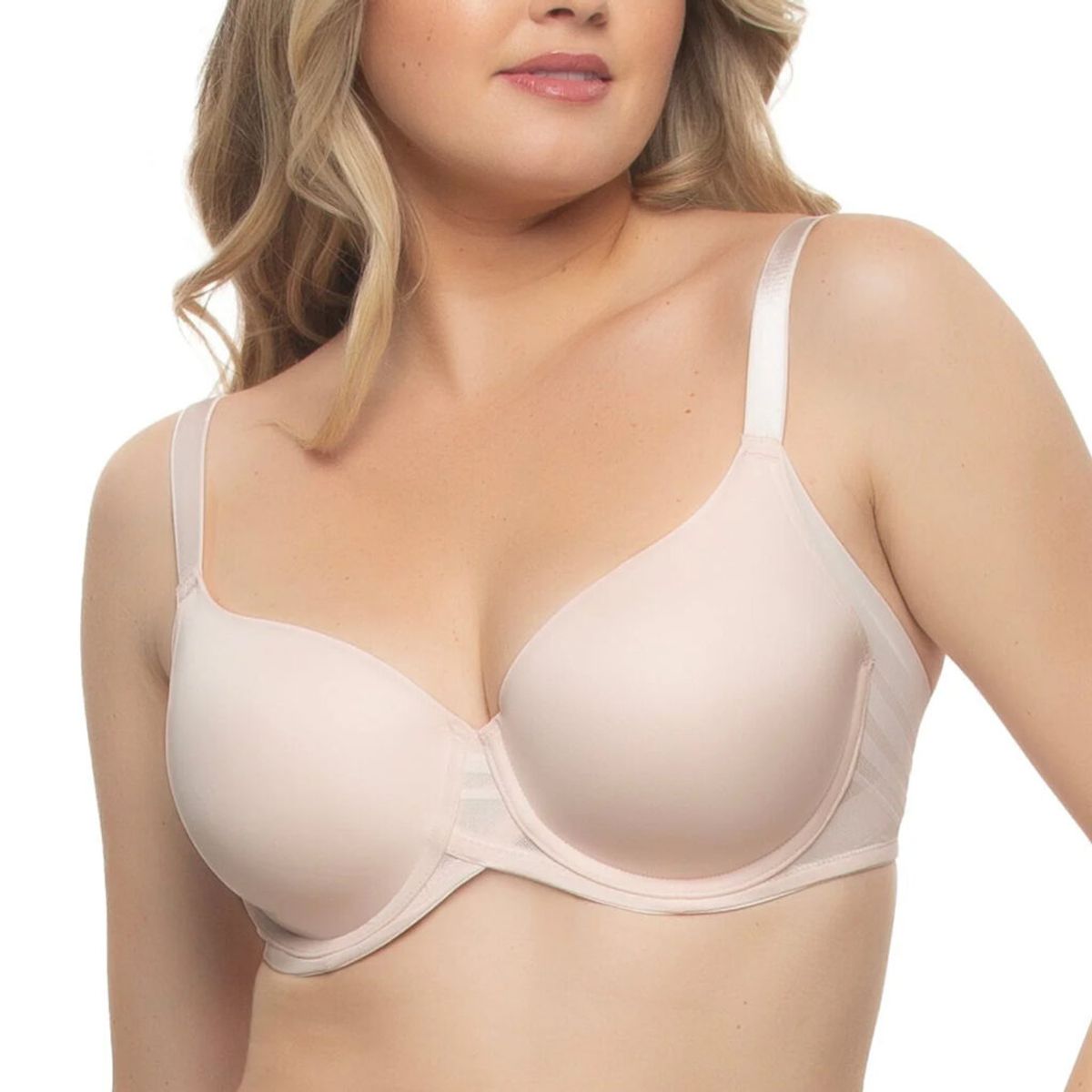 woman wearing pink bra