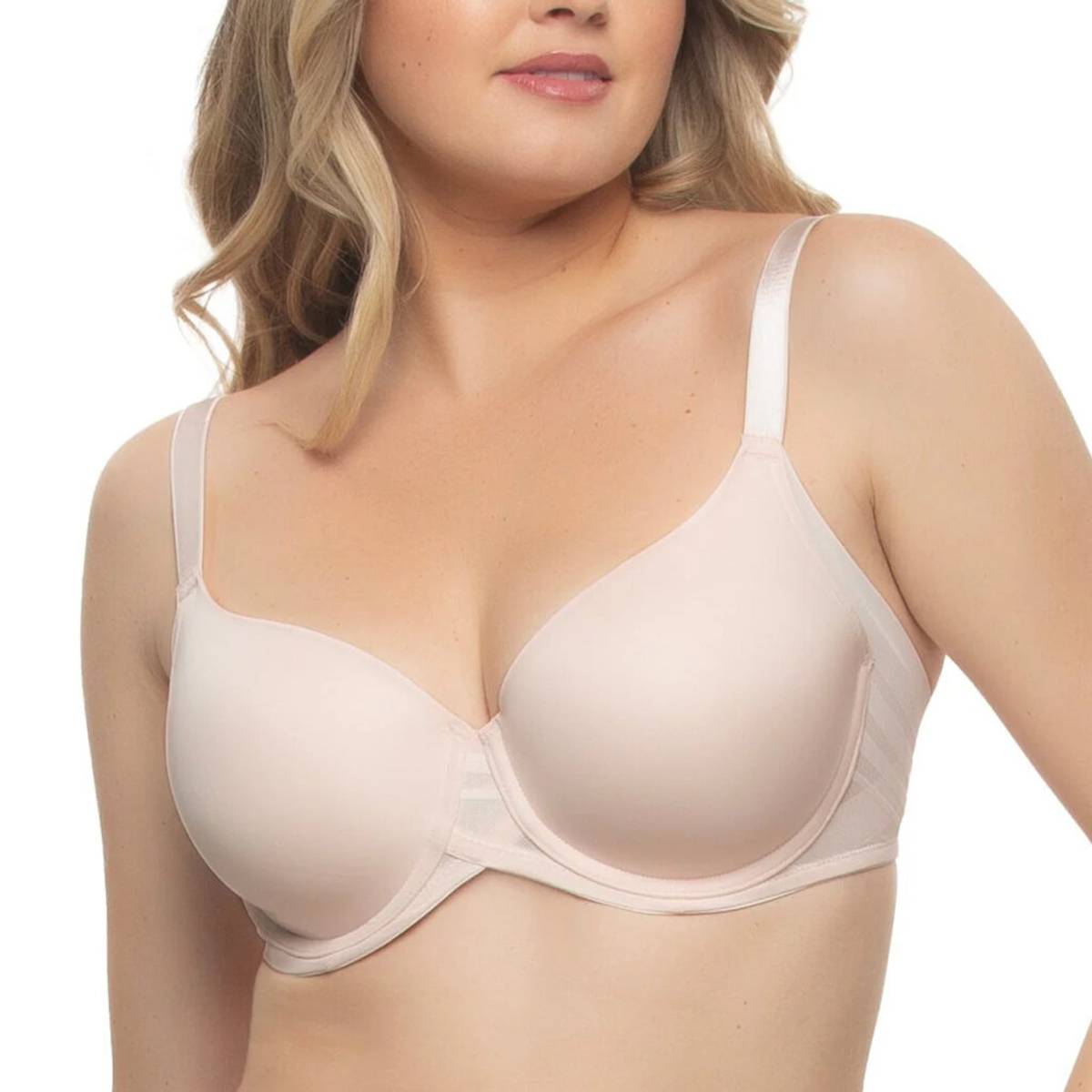 woman wearing pink bra