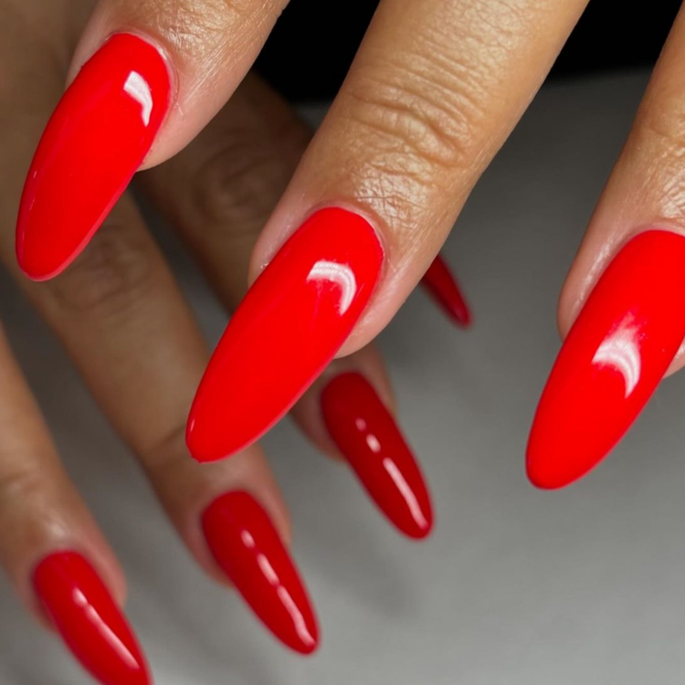 Almond Red Nails