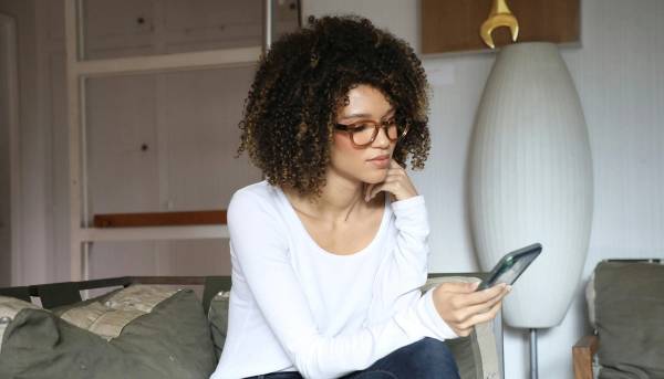 woman on her phone