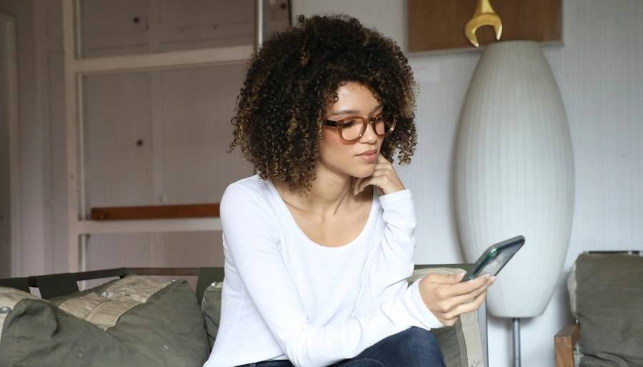 woman on her phone